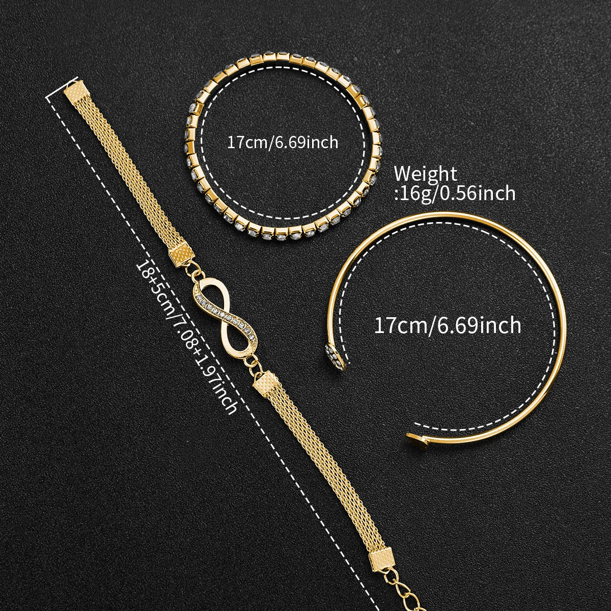 Luxury Gold Tone Women Watch Set Roman Numeral Square Dial Quartz Wristwatch with 3pcs Crystal Bracelets Female Jewelry Gift Set Qme