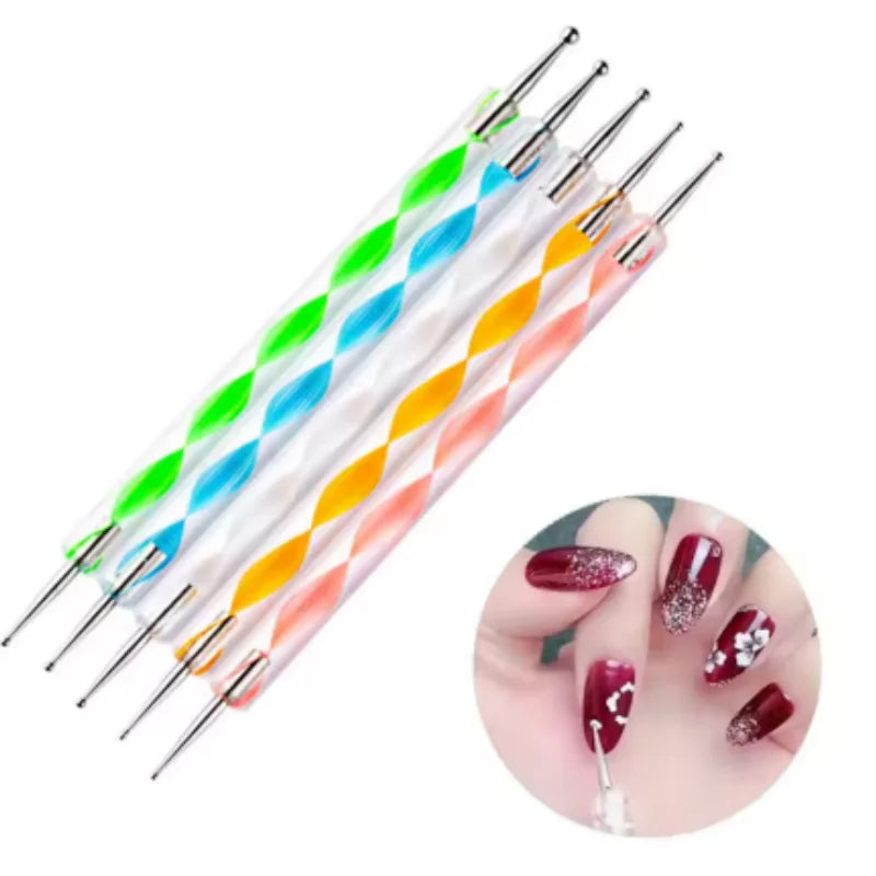 5/10/20pcs mix Nail Dotting Pen Creative DIY Nail Art Dotting Painting Tools Rotatable Ballpoint Dotting Nail Point Drill Pen Qme