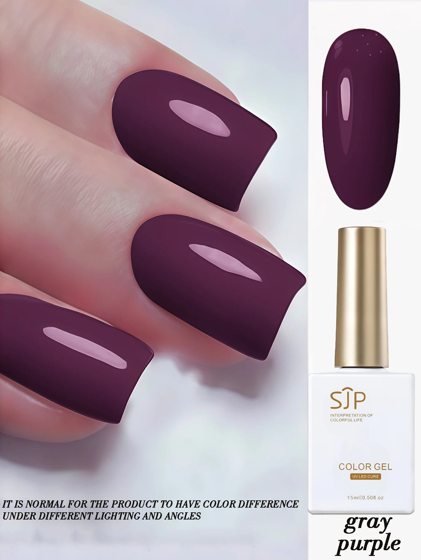 Gel Nail Polish Purple Pink Glitter Semi Permanent Soak Off UV LED Qme gray purple