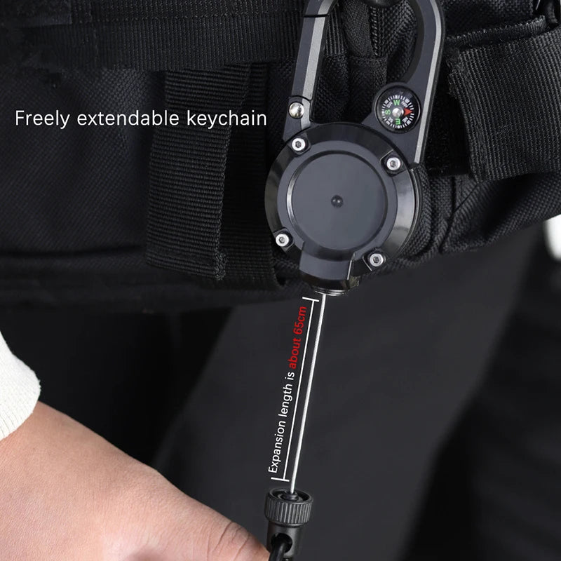 Anti-theft Metal Easy-to-pull Buckle Rope Elastic Keychain Qme