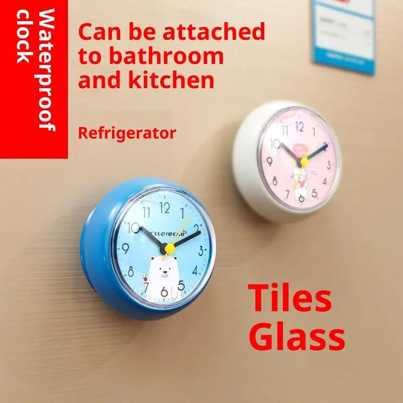 Kitchen Toilet Small Quartz Table Clock Mini Sucker Wall Bathroom Qme
