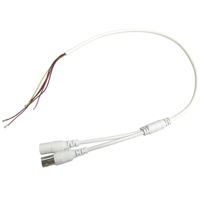 10pcs CCTV Camera 5-core Video Cable With DC Input(2pin 2.0mm) + BNC output(3pin 1.25mm) For CCTV Camera Qme WHITE