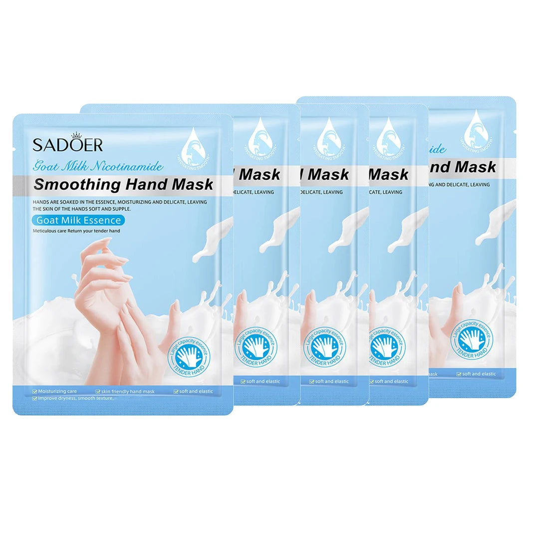 1 Hydrating Hand Mask Gloves Moisturizing Overnight Dry Cracked Hands Qme Milk-5PCS