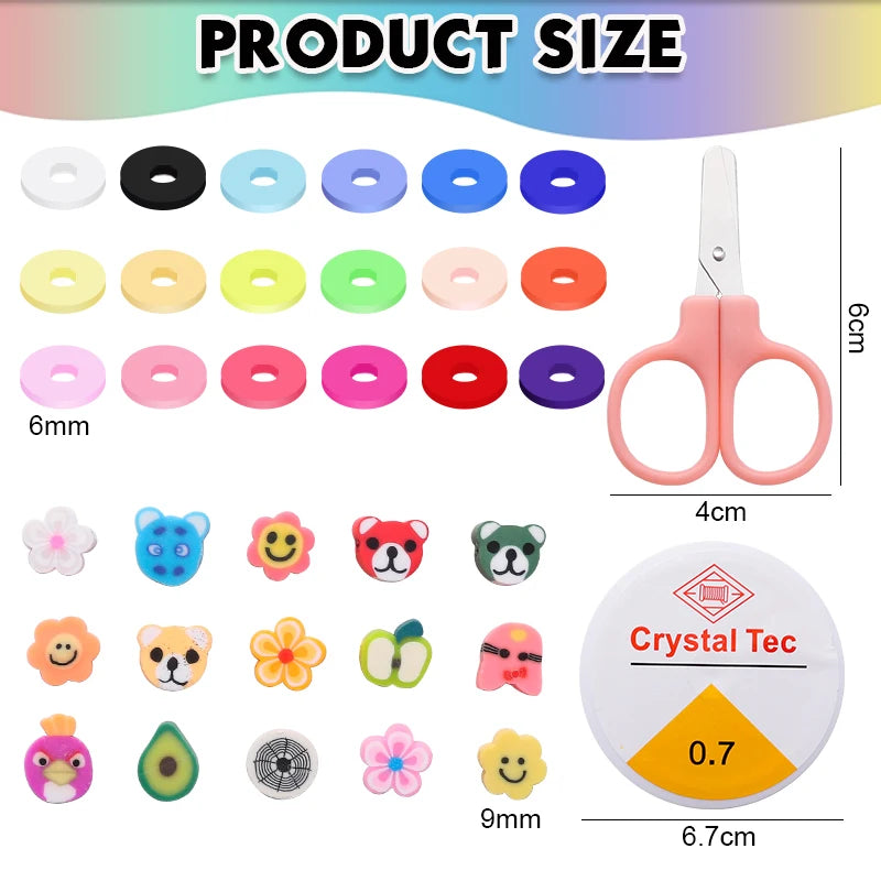 Clay Beads Bracelet Making Kit Seed Letter Alphabet DIY Art Craft Beads Kit with Charms for Jewelry Making Crafts Gifts 8 Styles Qme