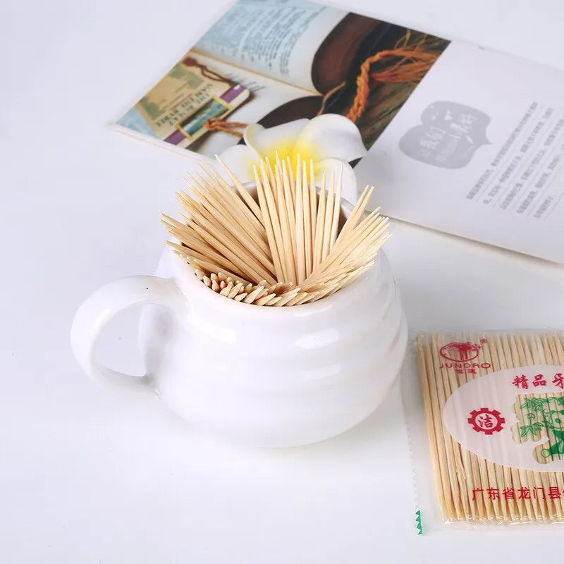 1000pcs Green Environmentally Friendly Bamboo Production Disposable Double-sided Fine Toothpicks Healthy Household Durable Qme