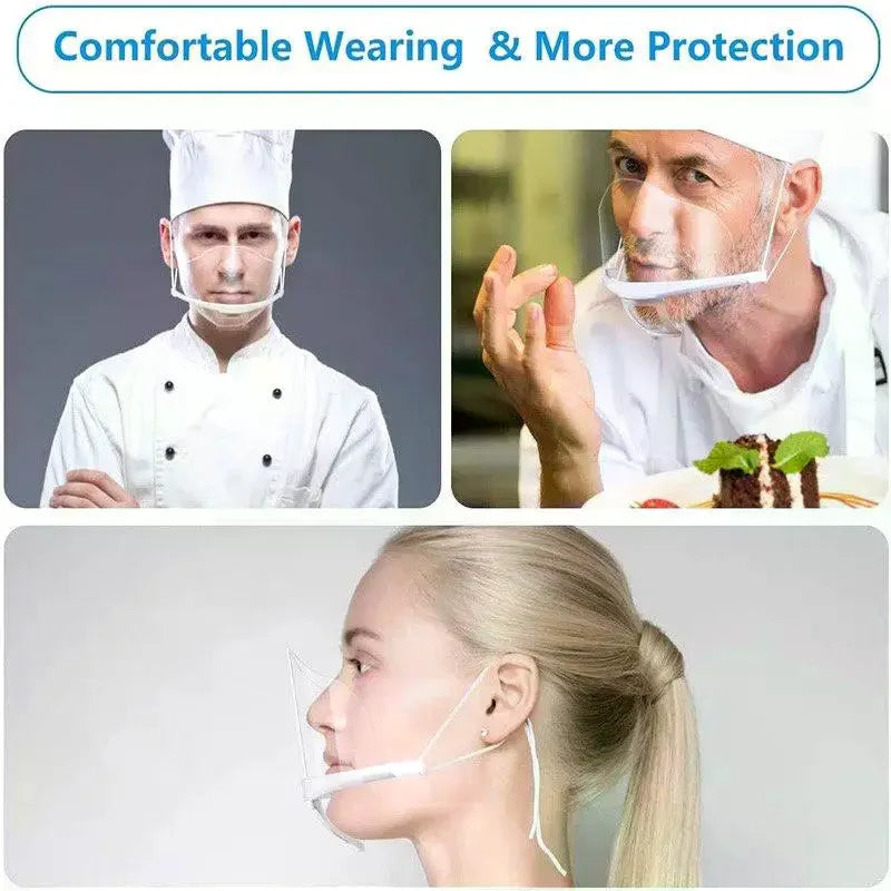 10/30/50 PCS Transparent Clear Anti Fog Reusable Mouth Shield For Catering Kitchen Healthcare Staff Daily Use Qme
