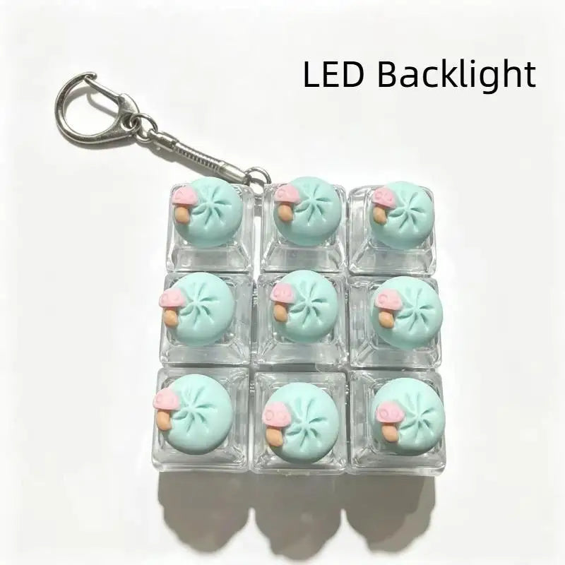 Keyboard Fidget Toy Keychain with LED Light 9 Button Clicker Anti Anxiety Stress Relief Toy for Party Favors Gifts Qme A6 one size