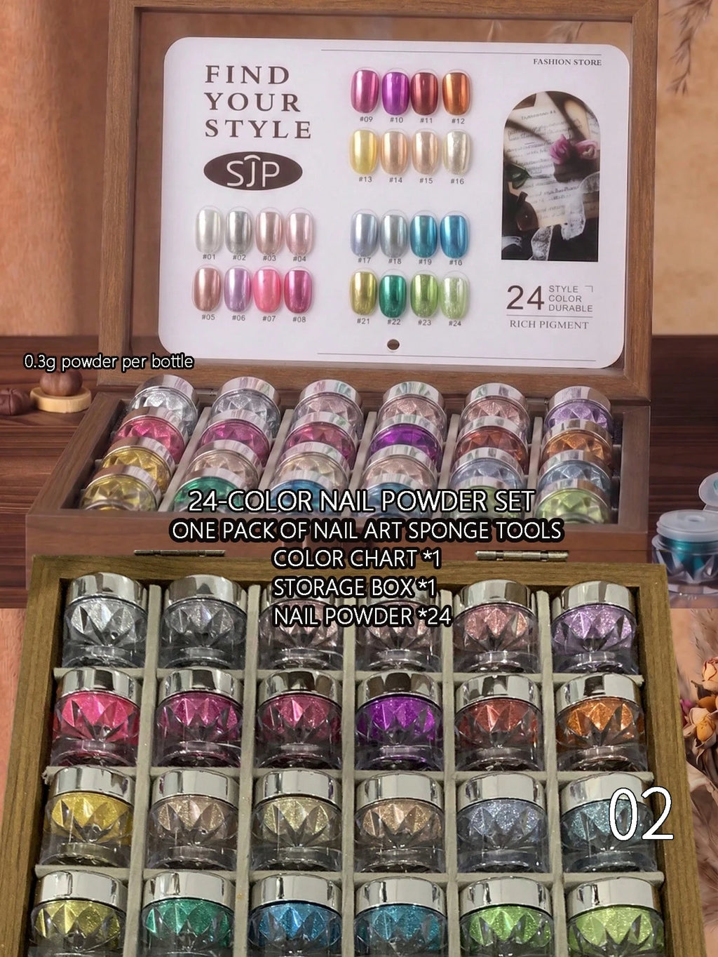 24-color Aurora Chrome Pink Nail Art High-end Magic Mirror Storage Qme 02