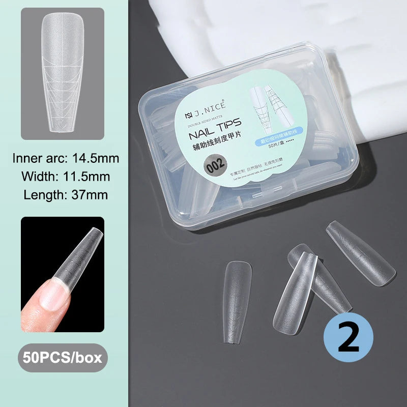 Fake Nails Long Trapezoid Auxiliary Lines Box Acrylic Finger UV Gel Qme 2