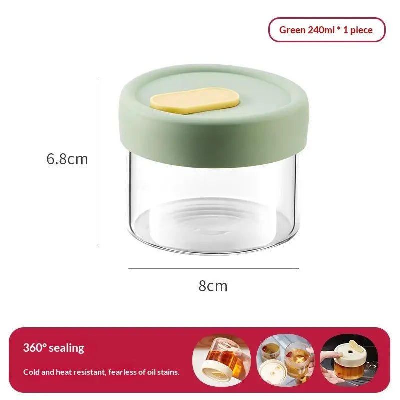Sealed Silicone Lid Heat Resistant Microwavable Soup Juice Container Qme 240ml Green