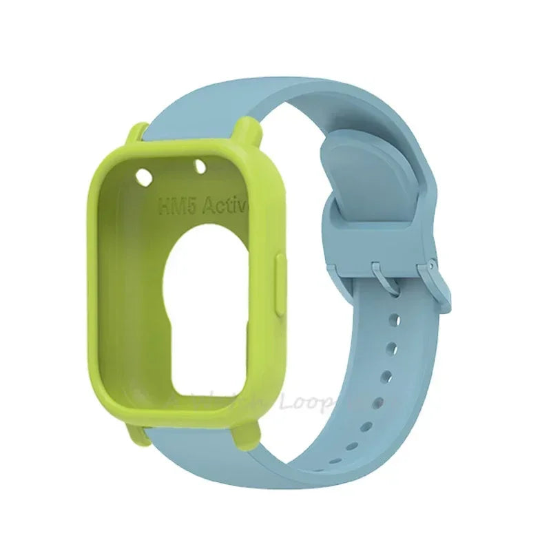Silicone Case + Strap for Redmi Watch 5 Lite / 5 Active Repacement Bracelet Belt Smart Watchband Protective Shell Cover Qme LimeU For Redmi 5 Lite