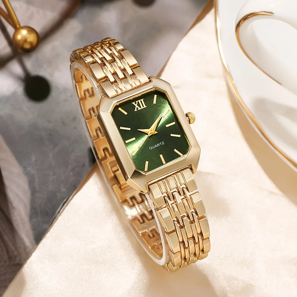 5PCS/Set Elegant Rectangle Women Watches Fashion Ladies Quartz Wristwatch Jewelry Set Girls Clock Gift（Without Box） Qme