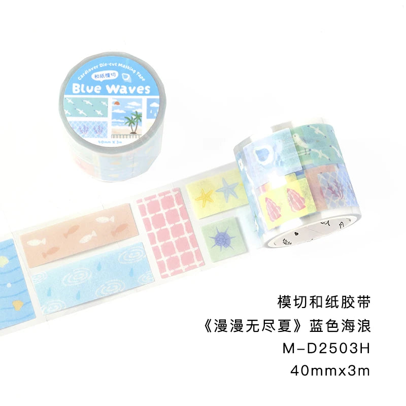 TIANZI 3m/Rolls Coffee Summer Theme Die Cutting Tapes Decorative Label Stickers for Journal Scrapbooking Diary Album Stationery Qme A-1 Roll bestselling style