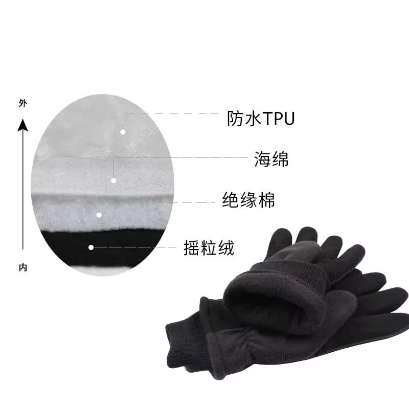 Winter Gloves Deerskin Leather Water-Resistant Windproof Insulated Work Glove for Driving Cycling Hiking Snow Skiing 8008 Qme