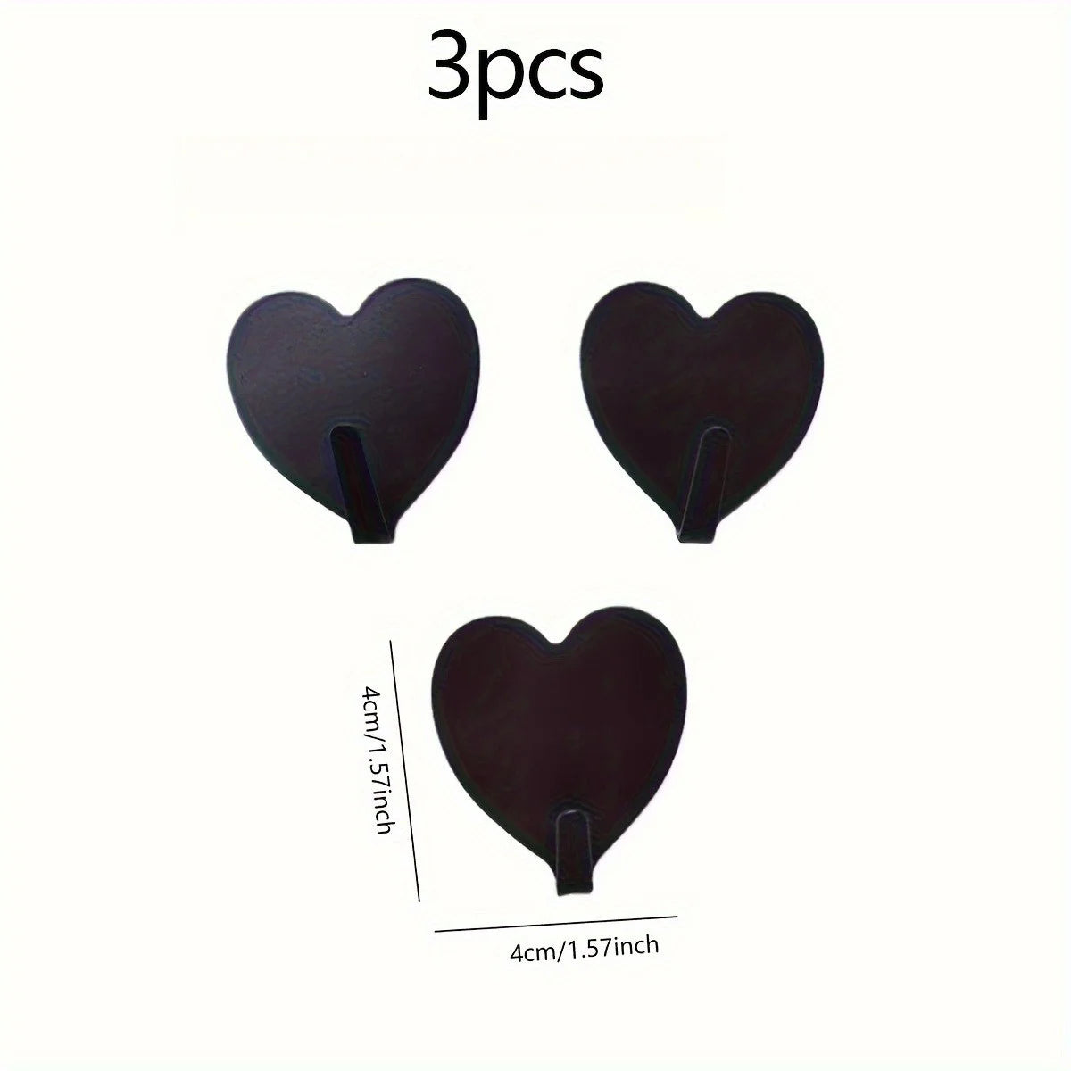 Heart-shaped adhesive hooks, wall hooks, heavy-duty hooks suitable for keys, hats, towels, bathroom supplies and household items Qme Black
