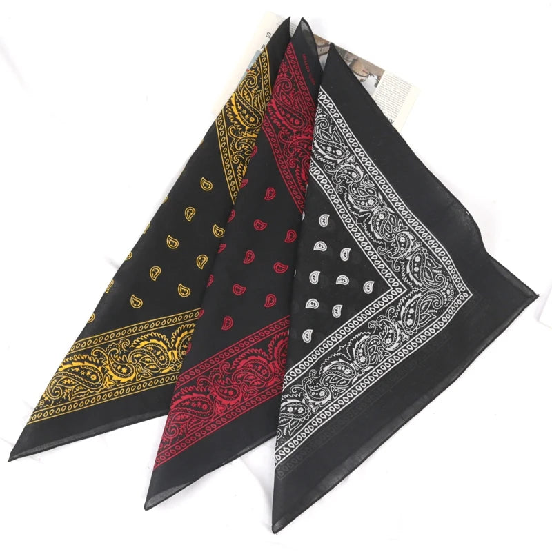 Unisex Cotton Bandana Kerchief Hip Hop Black Hair Band Neck Scarf Qme