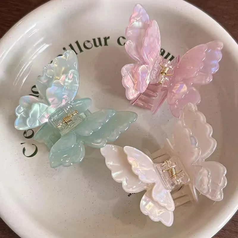 Fairy Butterfly Hair Claw French Retro Acetate Crab Clip Summer Sweet Qme