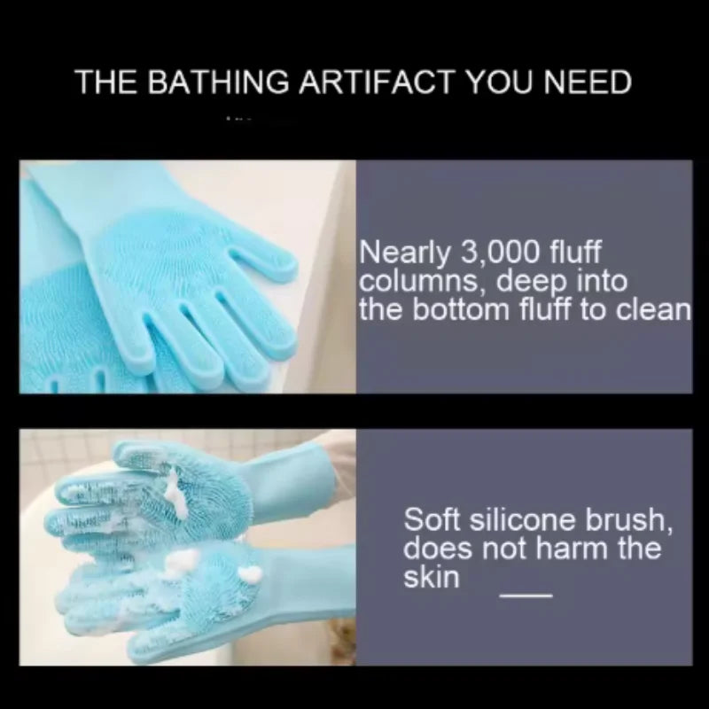 1/3/5pcs mix New Pet Dog Cat Bathing Grooming Cleaning Silicon Hair Removal Gloves Magic Dishwashing Cleanner Sponge Qme