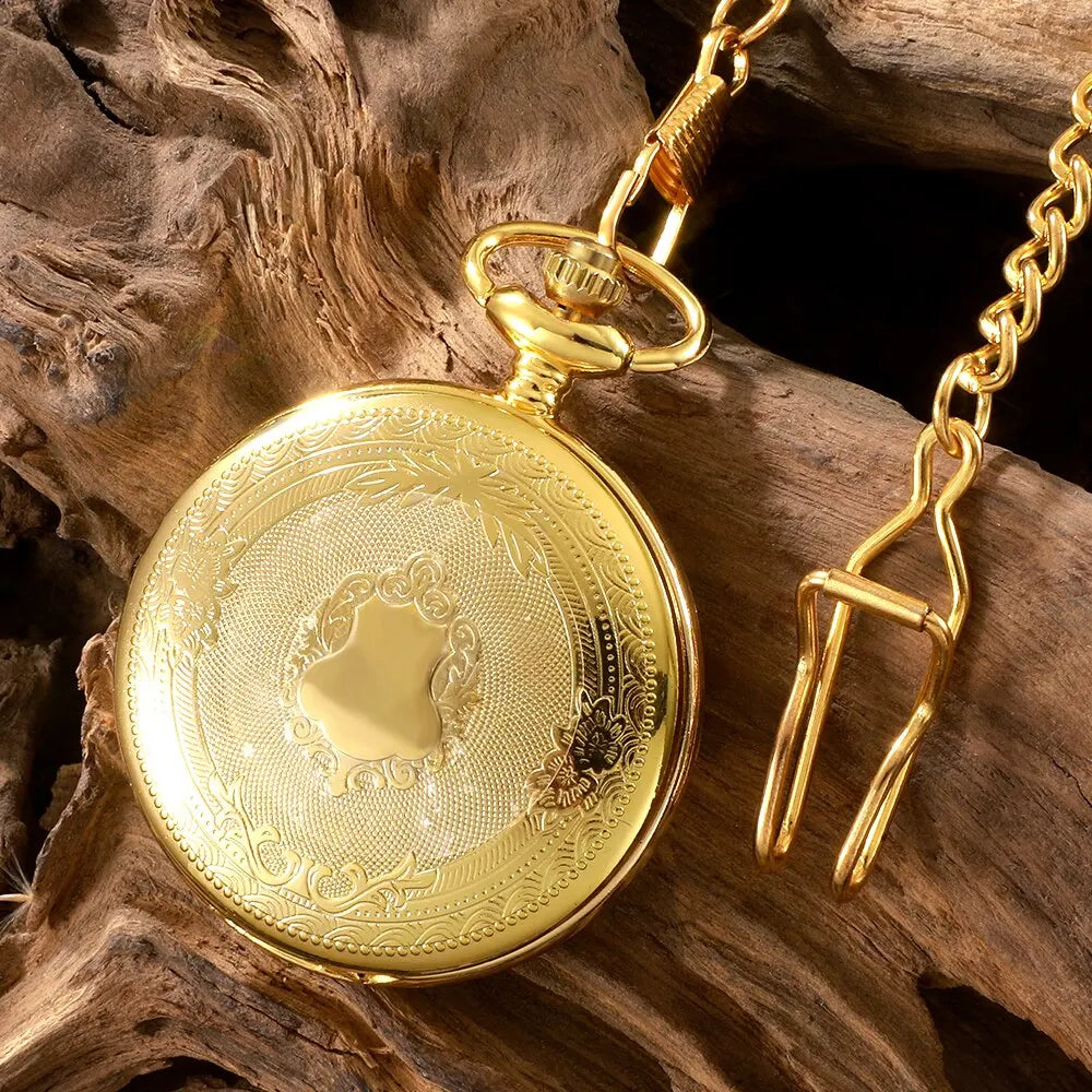 1 pcs quartz pocket watch for men and women, antique steampunk, vintage pocket watch Qme golden