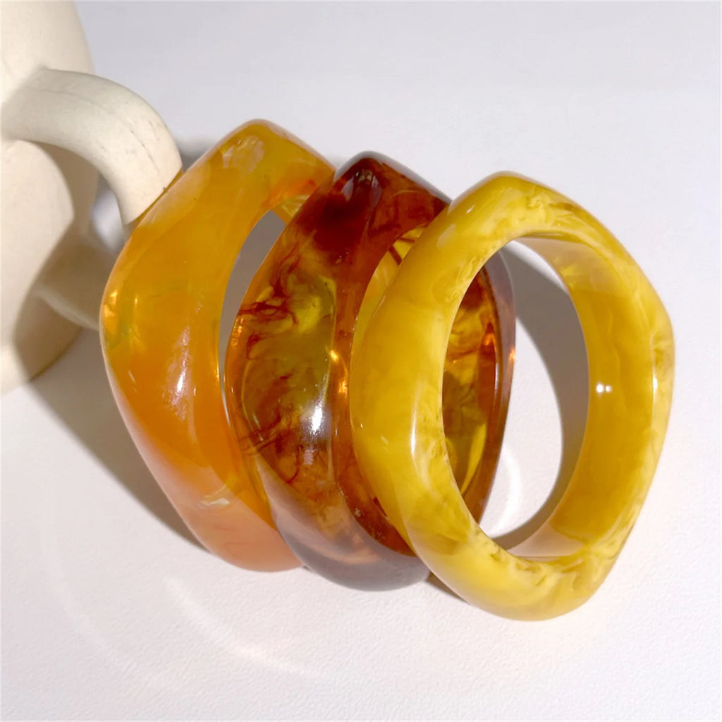 Vintage Wide Geometric Resin Hip Hop Khaki Brown Coffee Bangles Irregular Cuff Bracelets Bangles Women Pulseras Mujer Jewelry Qme