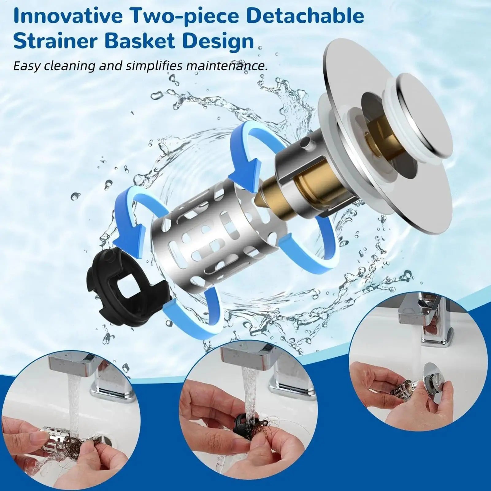 Sink Strainer Anti-clogging Pop Out Filter Bathroom Floor Stopper Qme