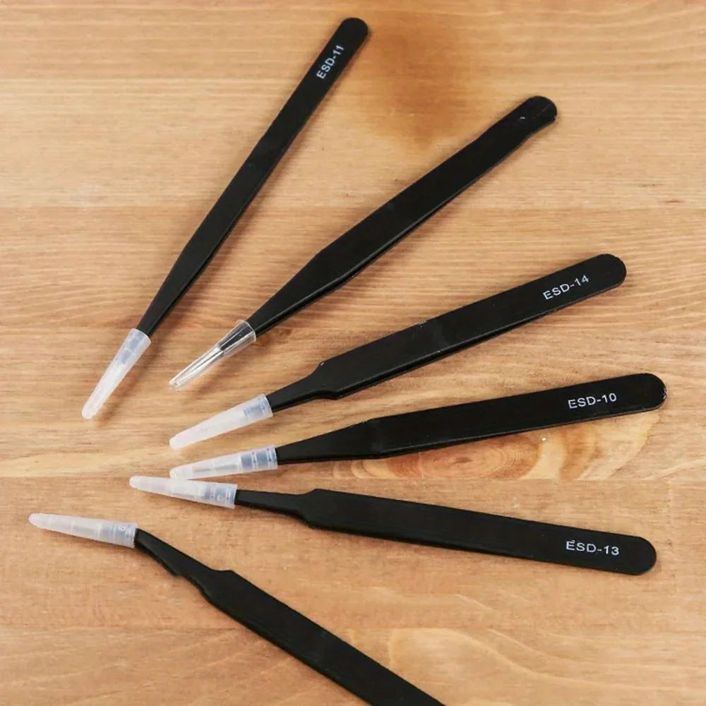 Precision Tweezers Set, Advanced Anti-Static Stainless Steel Tweezers, ESD Curved Tweezers, Suitable for Electronic Products Qme