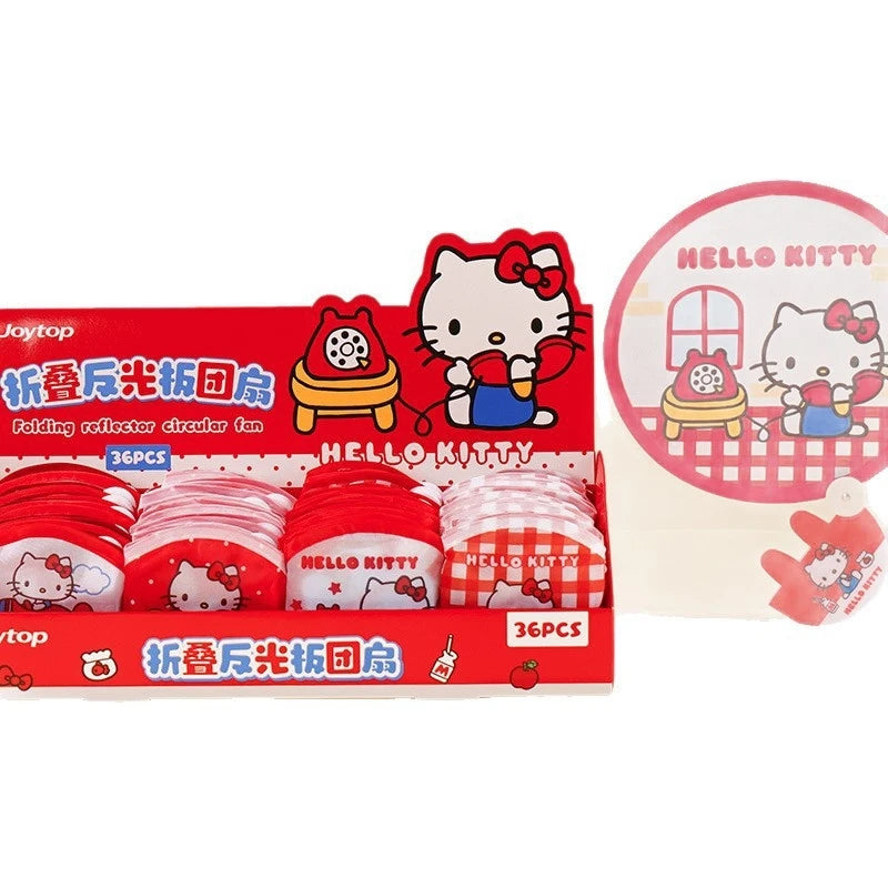Hello Kitty Folding Reflector Fan Cute Cartoon-Style Portable Selfie Reflector for Students Qme