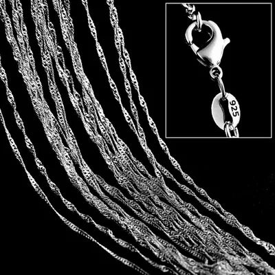 10PCS 18inch Rodium Color 925 Sterling Silver Stamp Charm Link Chain Necklace Jewelry with Strong Smooth Lobster Clasps Qme