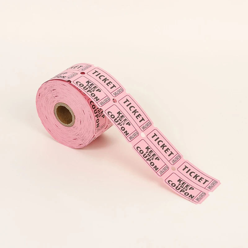1000Pcs Colorful Tearable Raffle Tickets Double Rolls Admission Ticket Game Ticket For Events Carnivals Entry Class Reward Qme Pink 1set