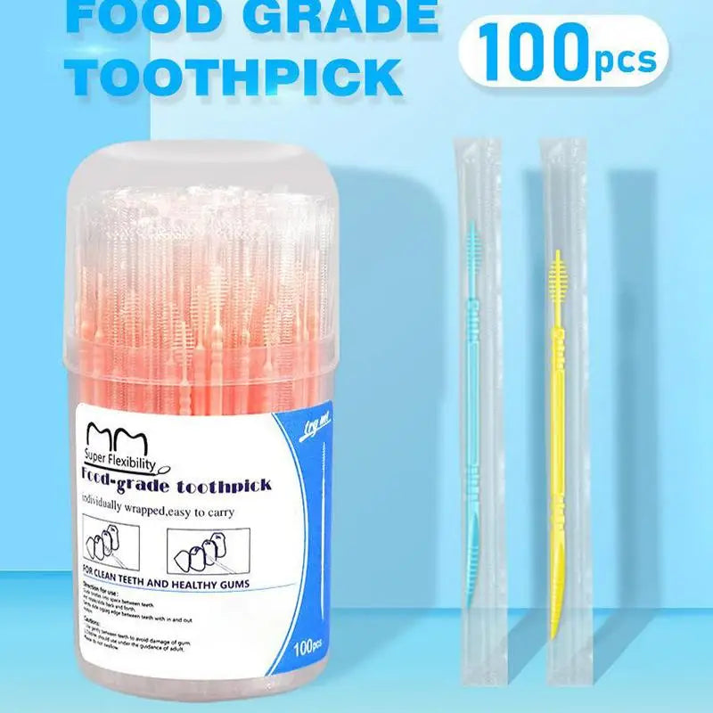 Box Independent Packaging Toothpick Double-ended Interdental Brush Qme