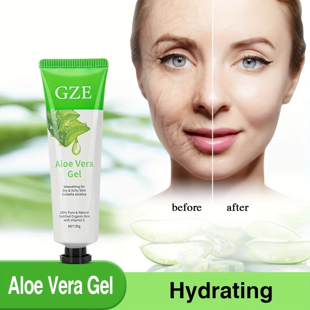 GZE 99% Aloe Soothing Gel Premium Nature Pure Aloe Vera Gel - For Face & Dry Skin, Aloe Vera Gel Sunburn Relief,Skin Moisturizer Qme