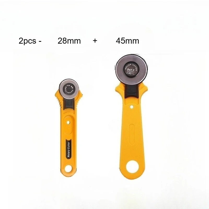 2PCS Rotary Cutter Set 28mm/45mm, Fabric Cutter for Sewing Quilting Leather Paper, DIY Craft Cutting Tool Qme 2pcs-28mm 45mm