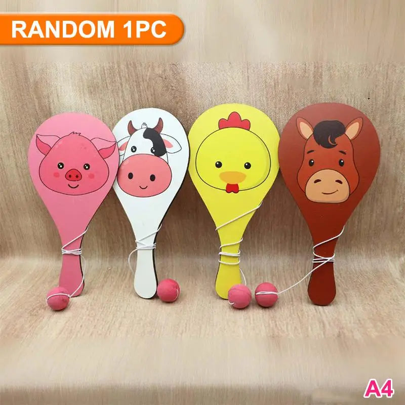 Wooden Paddle Ball String Hand-eye Coordination Elastic Technology Qme A4