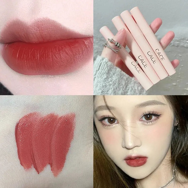 CACE Matte Liquid Lipstick Makeup Sets 4 Colors Lipgloss And 1pc Transparent Lipgloss And 1pc Lip Balm Plumper And Necklace Gift Qme
