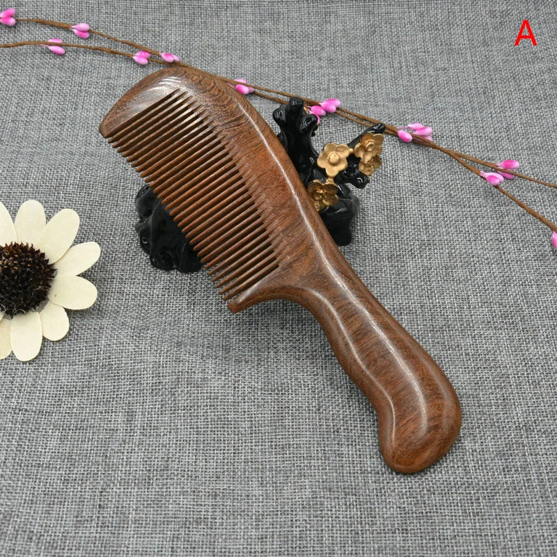 Natural Sandalwood Hair Combs Anti-static Wooden Comb Massager Care Qme A