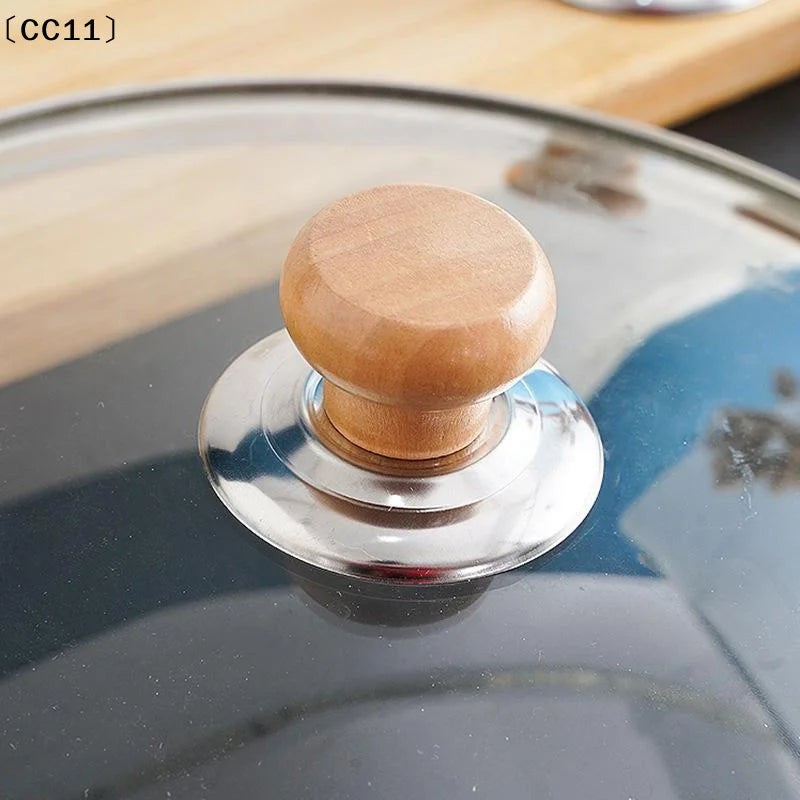 Pot Lib Knobs Caps Wooden Heat-resistant Cooking Pan Lid Covers Qme