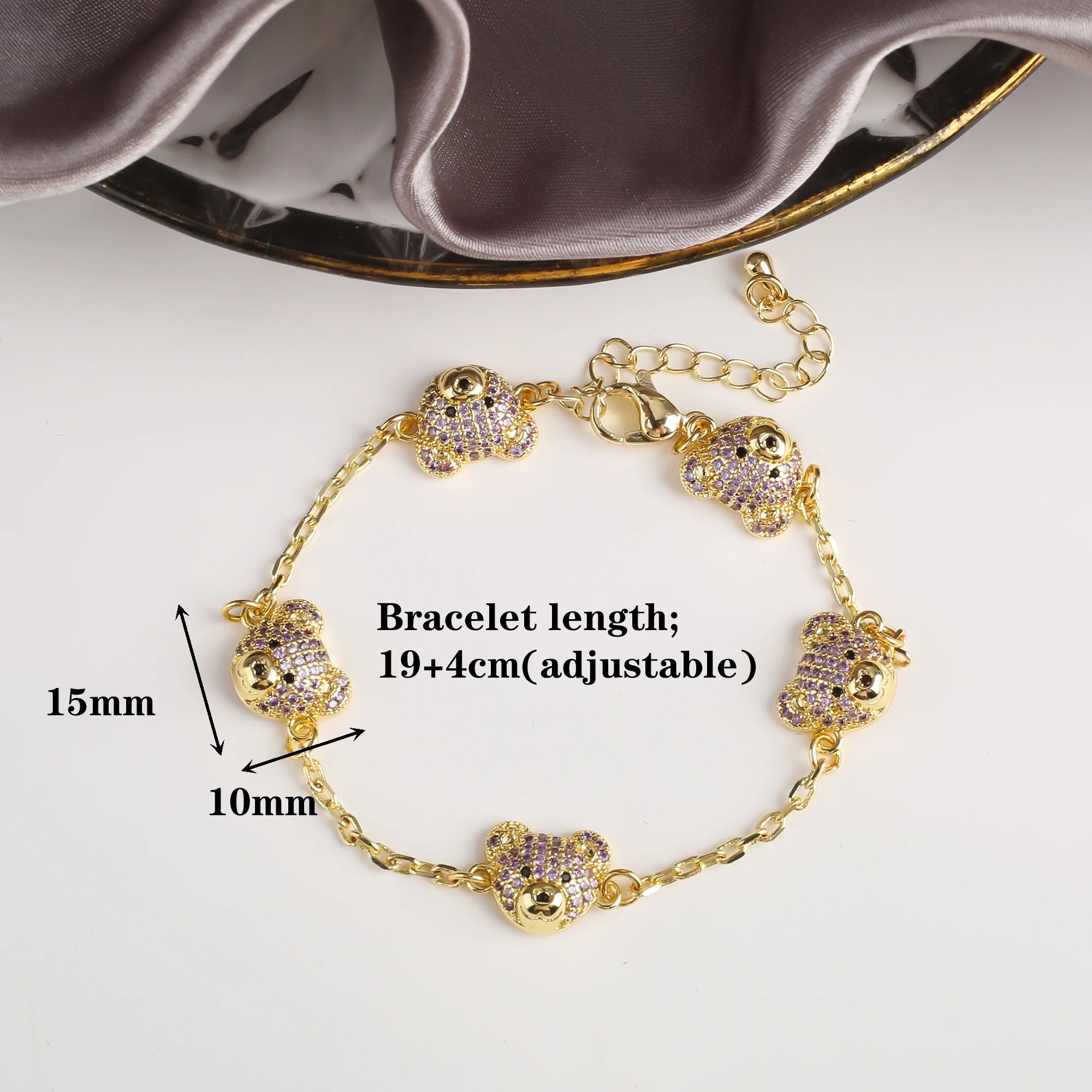 New 6 Colors Cute Zirconia Bear Bracelet Classic Animal Crystal Chain Bracelet Charm For Woman Girl Jewelry Gift Free Shipping Qme 4