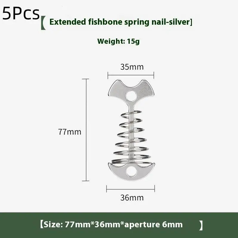 Camping Deck Nails Spring Fish Bone Wooden Board Tent Pegs Ground Qme Silver