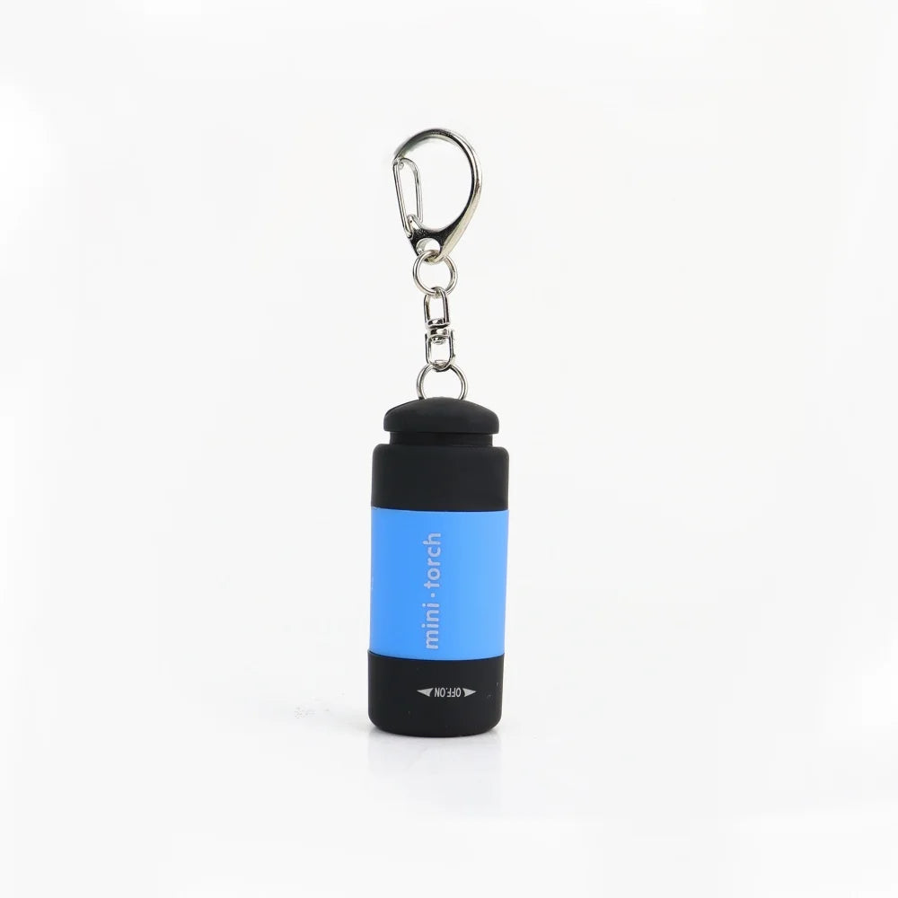 USB Charge LED Flashlight Multifunctional Strong Light Pocket Keychain Flashlight Waterproof Outdoor Hiking Camping Flashlight Qme Blue