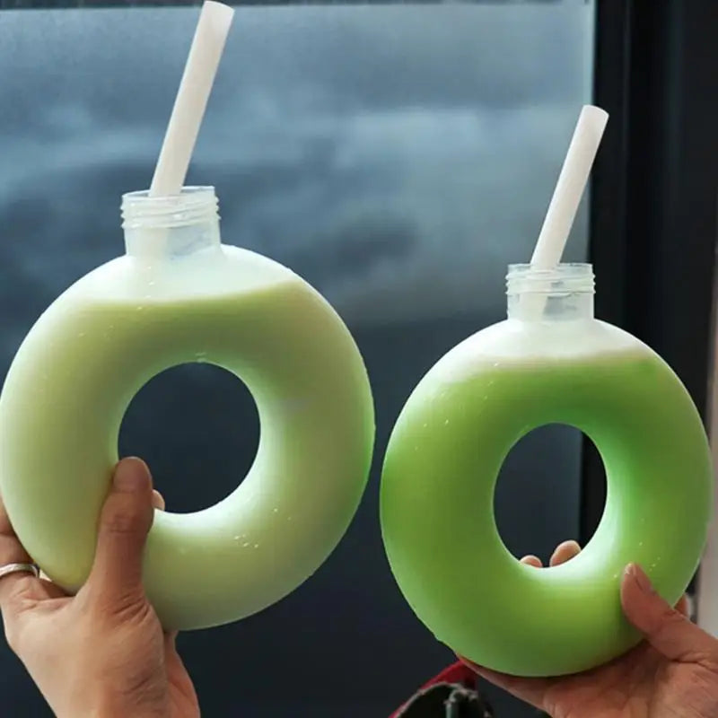 350ML Donut Kids Water Bottle Leak-Proof Travel Cup Children Anti Fall Transparent Drinking Bottle Sports Water Bottle Qme