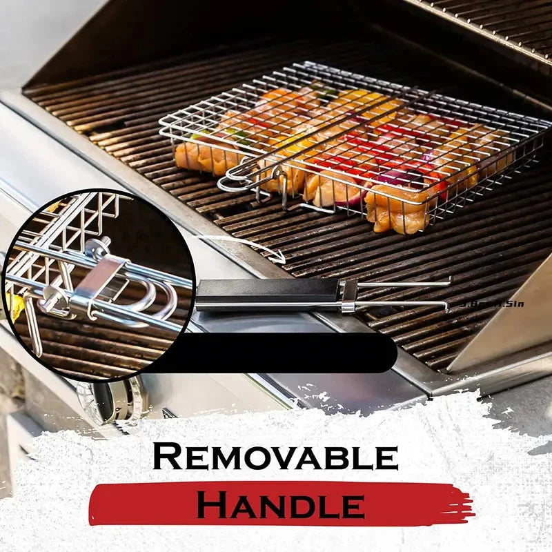 Non Stick Grilling Basket Grill Mesh Foldable 304 Stainless Steel BBQ Qme