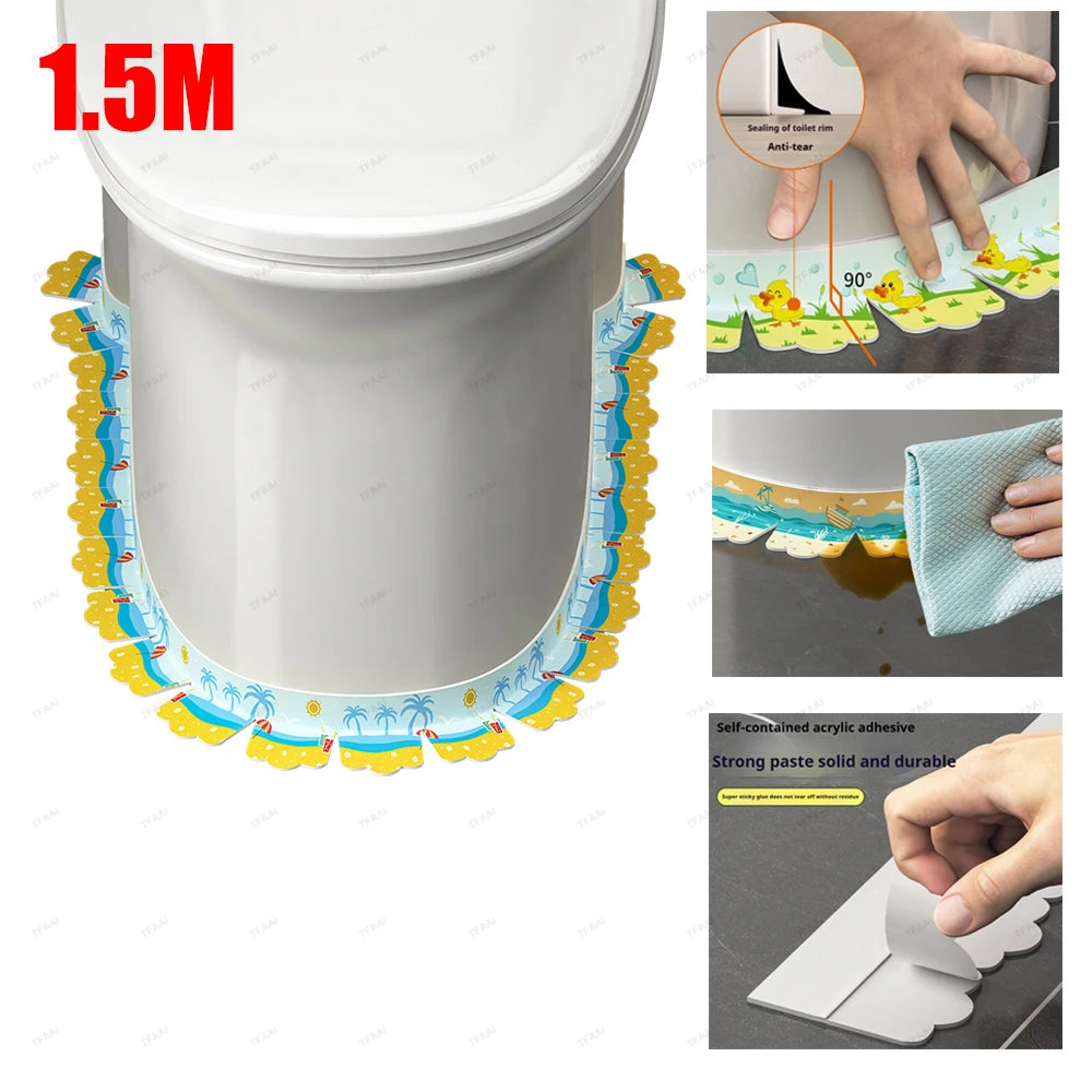 7.5cm Width Bathroom Sealing Tape 1.5m Self Adhesive Waterproof Toilet Caulk Tape PVC Kitchen Oil-Proof Sink Edge Corner Strip Qme