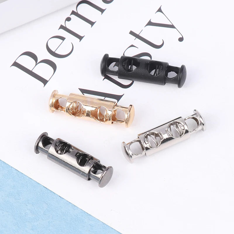 10Pcs Metal Double Hole Head Spring Buckle Cord Lock Elastic Adjustment Buckles Tightening Fasteners Locks Sewing Tools Qme