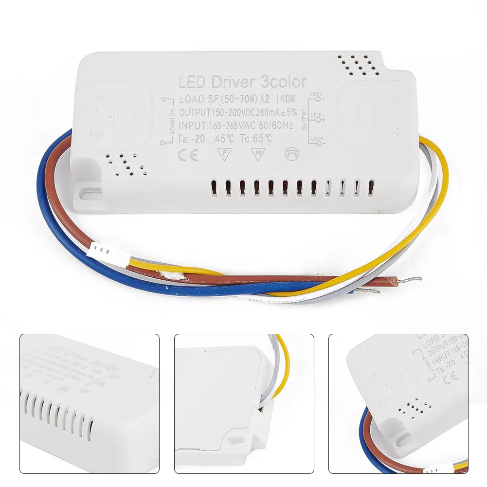 LED Driver 3color Adapter For LED Lighting Non-Isolating Transformer AC165-265V 8-24W 20-40W 30-50W 40-60W 50-70W LED Driver Qme