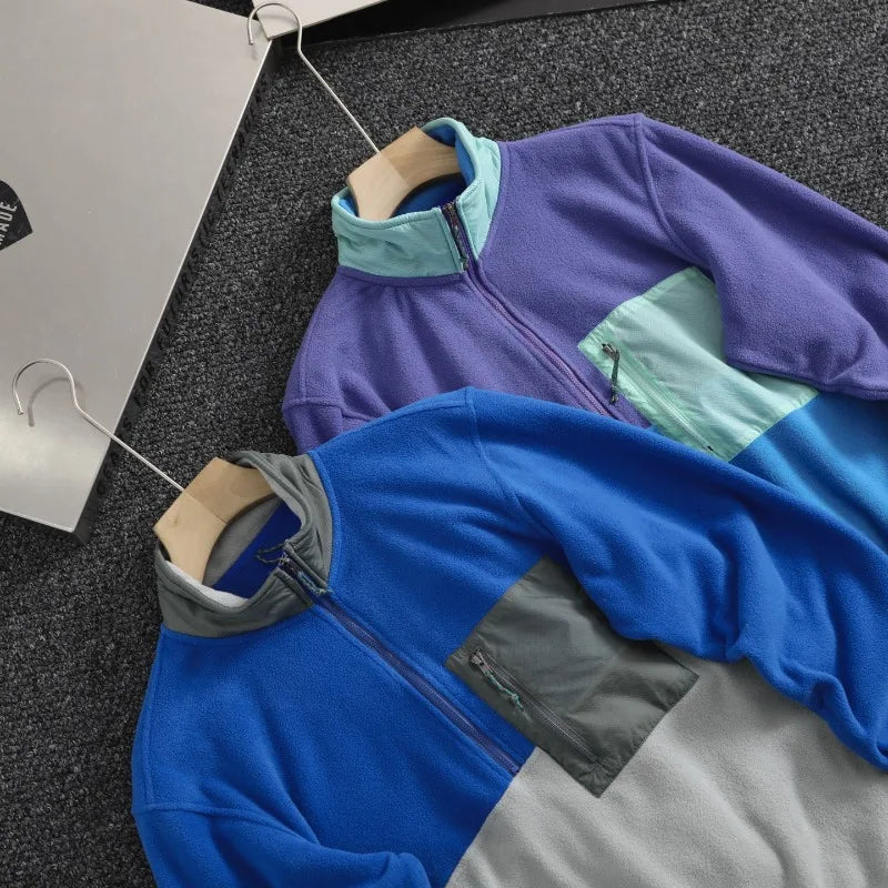 Couple Outdoor Matching Sports Casual Warm Half-zip Pullover Fleece Qme