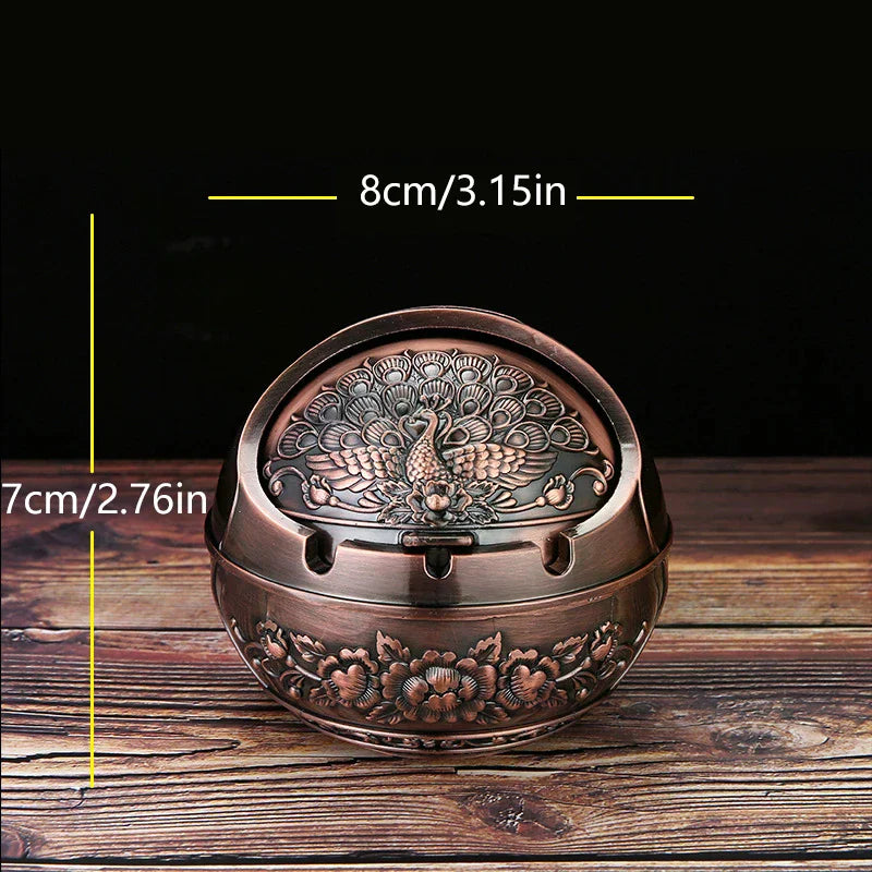 New Retro Ashtray With Lid Creative Metal Household Ashtray Home Decoration Anti-flying Ash Anti-smoke Ashtray Home Decoration Qme