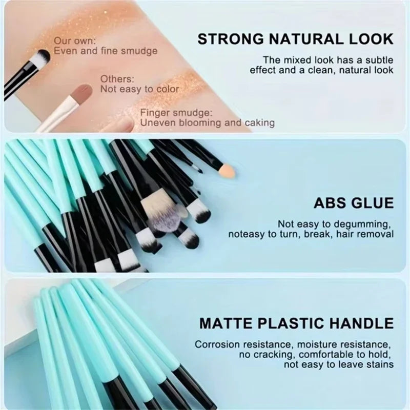 Makeup Brushes Set 20pcs Eyeshadow Eyeliner Brushes Foundation Concealers Powder Blush Blending Beauty Tool with Makeup Kit Qme