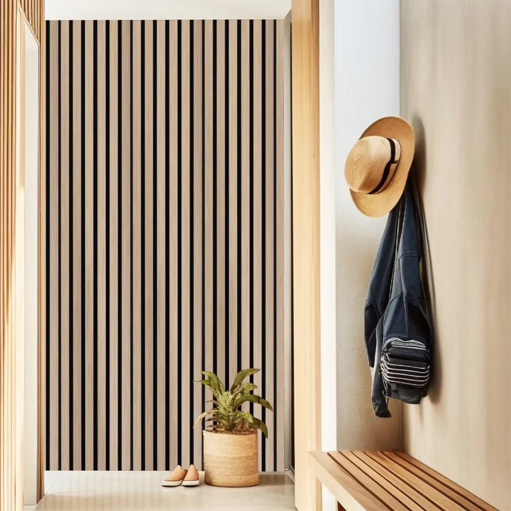 3D Wooden Grid Pattern Wall Panels Waterproof and Durable Wallpaper DIY Peel and Stick Wall Stickers for Home Decoration Qme