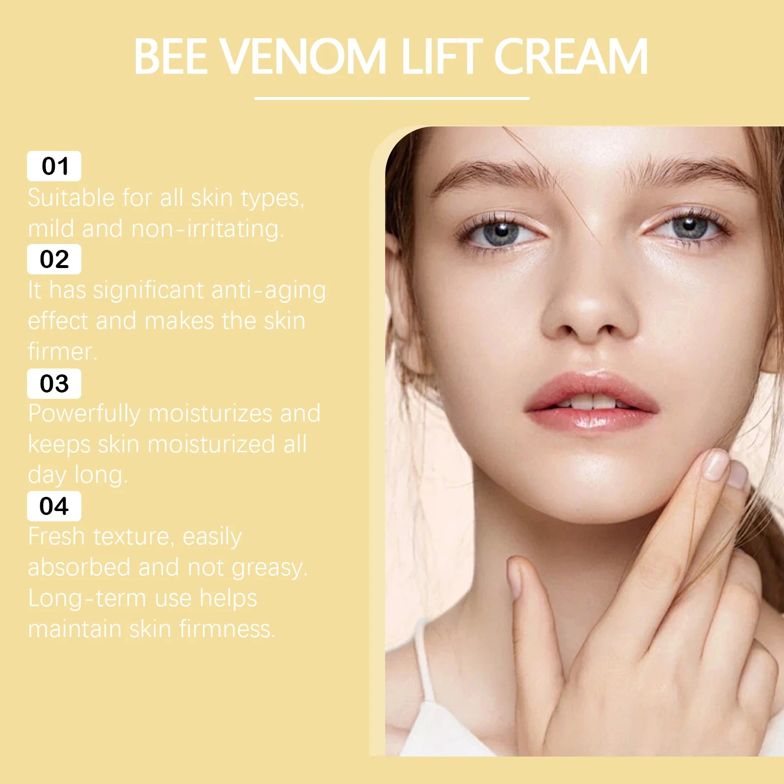 Bee Venom Face Cream Firming & Moisturizing Anti-Wrinkle Day Night Cream Tightening Nourishing Brightening Facial Skin Care 50ml Qme