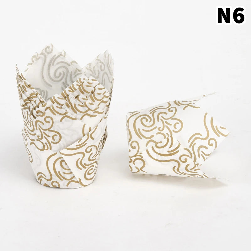 CC1150pcs Sets Tulip Muffin Cupcake Paper Cups Oilproof Cupcakes Qme N6